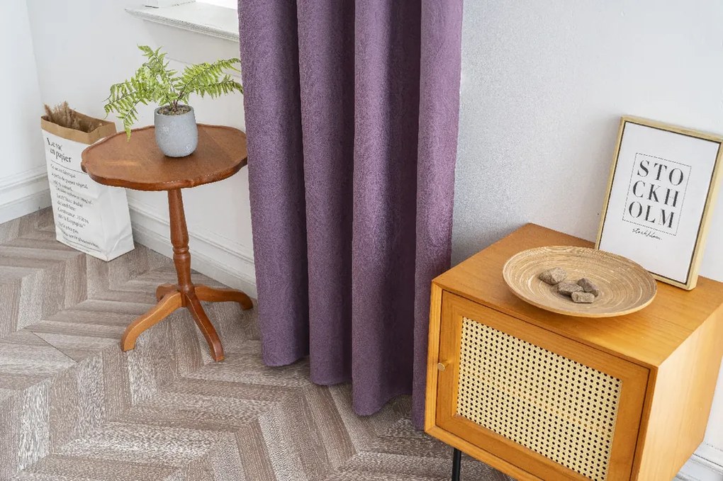 Zatemňovací záves DUNES VELVET 140x250 cm, fialový Zavesenie: Kovové krúžky
