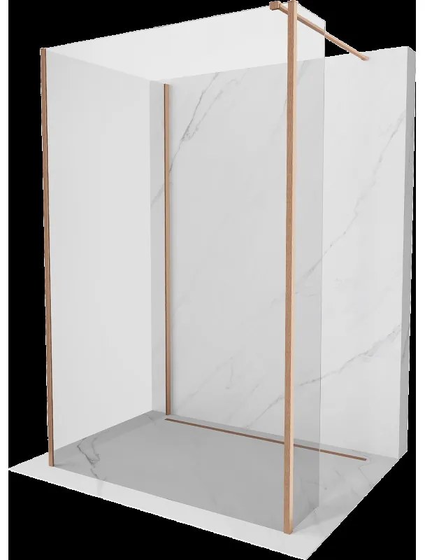 Mexen Kioto sprchová příčka Walk-in 120 x 100 x 40 cm, transparentní, kartáčovaná měď - 800-120-100-221-65-00-040