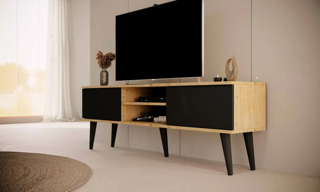 TV stolík TORONTO 160 cm dub artisan/čierny