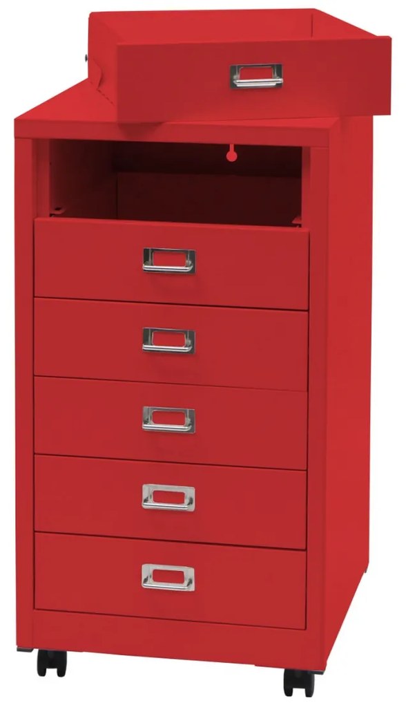 Zásuvková skrinka HWC-L49, kov 75x40x41cm 6 zásuviek - červená