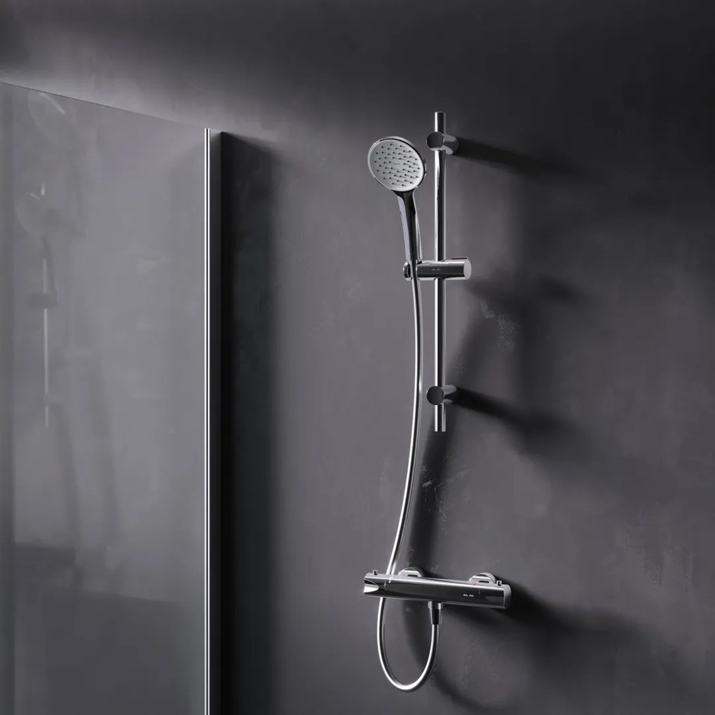 Ručná sprchová súprava AM.PM Hit F408TA46 s termostatickou sprchovou batériou, chróm