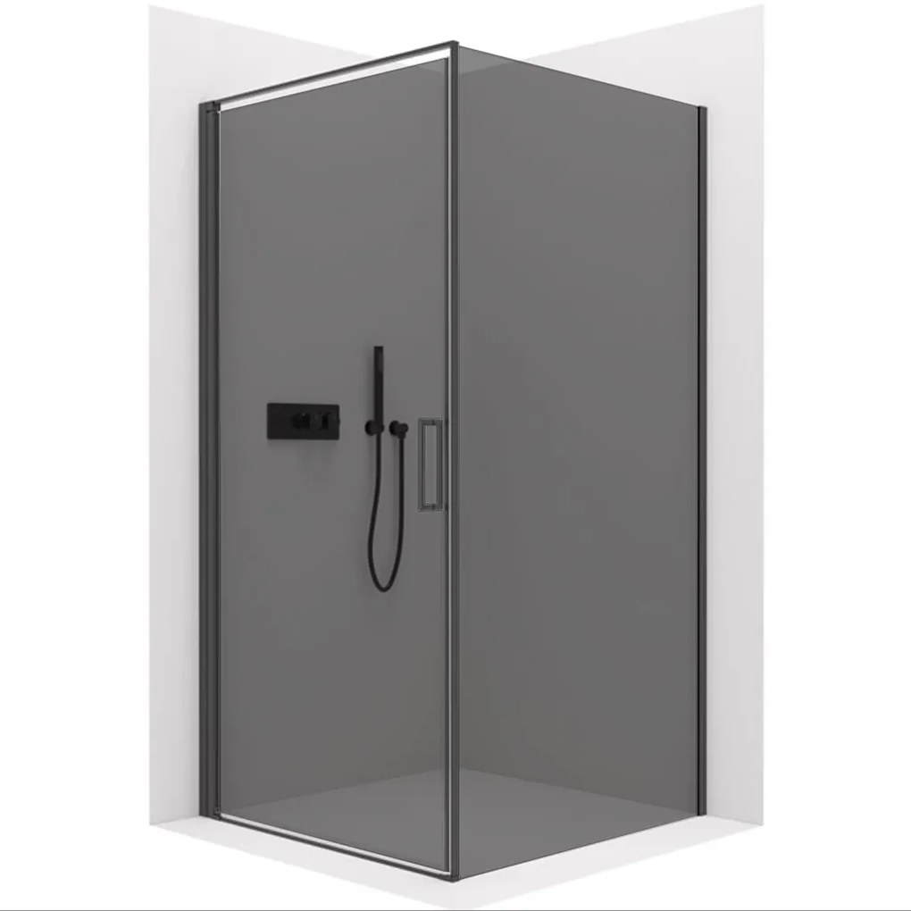 CERANO - Sprchovací kút Porte Ľ/P - 8 mm - čierna matná, grafitové sklo - 90x80 cm - krídlový, CER-CER-8050BD7494