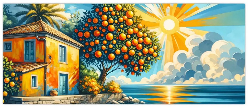 Obraz - Dom s pomarančmi I. (120x50 cm)