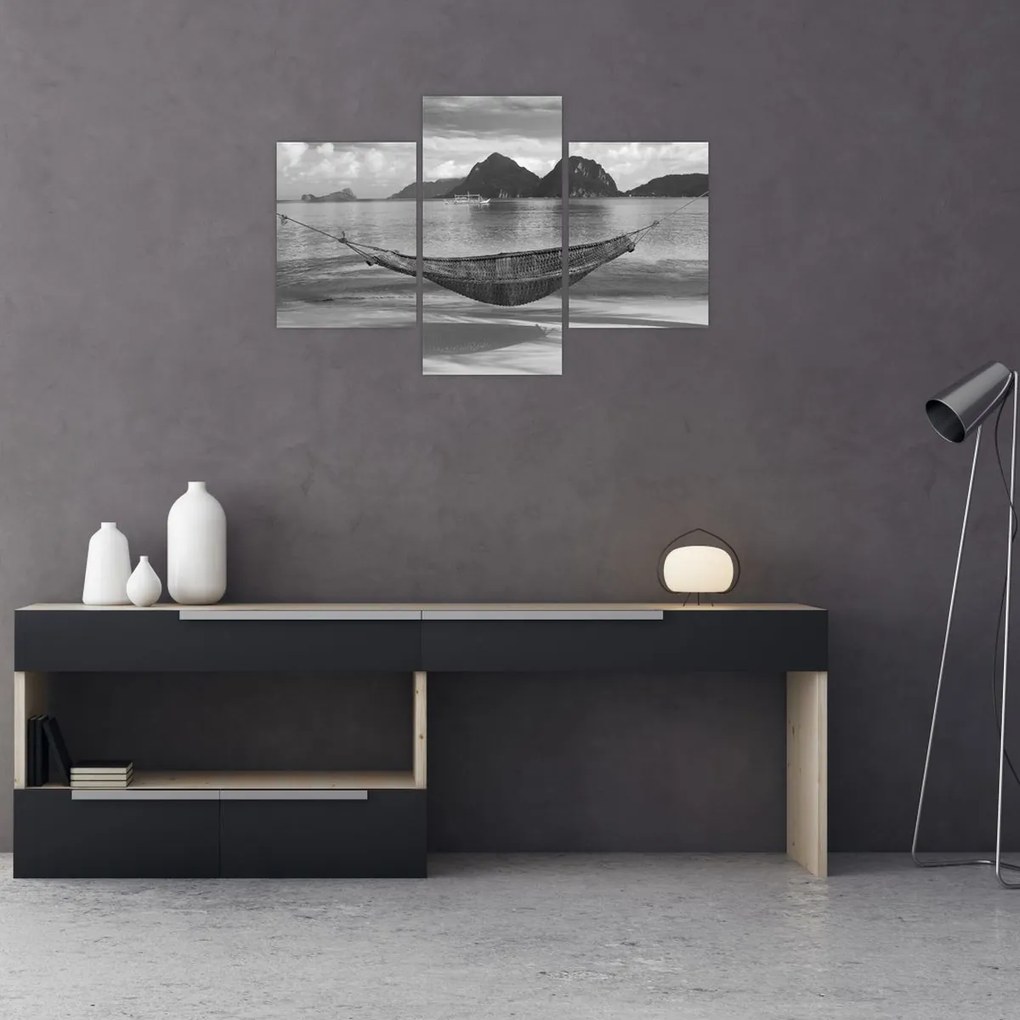 Obraz - Hojdacia sieť na pláži (90x60 cm)