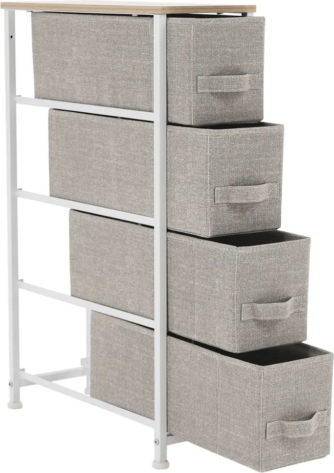 Komoda s látkovými zásuvkami OFELIA, biela