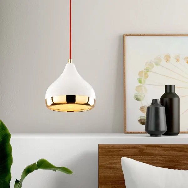 Luster na lanku YILDO 1xE27/40W/230V biela/zlatá/červená