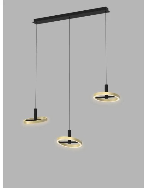 Wofi 7016-304 - LED Stmievateľný luster na lanku BREST LED/26W/230V čierna/zlatá