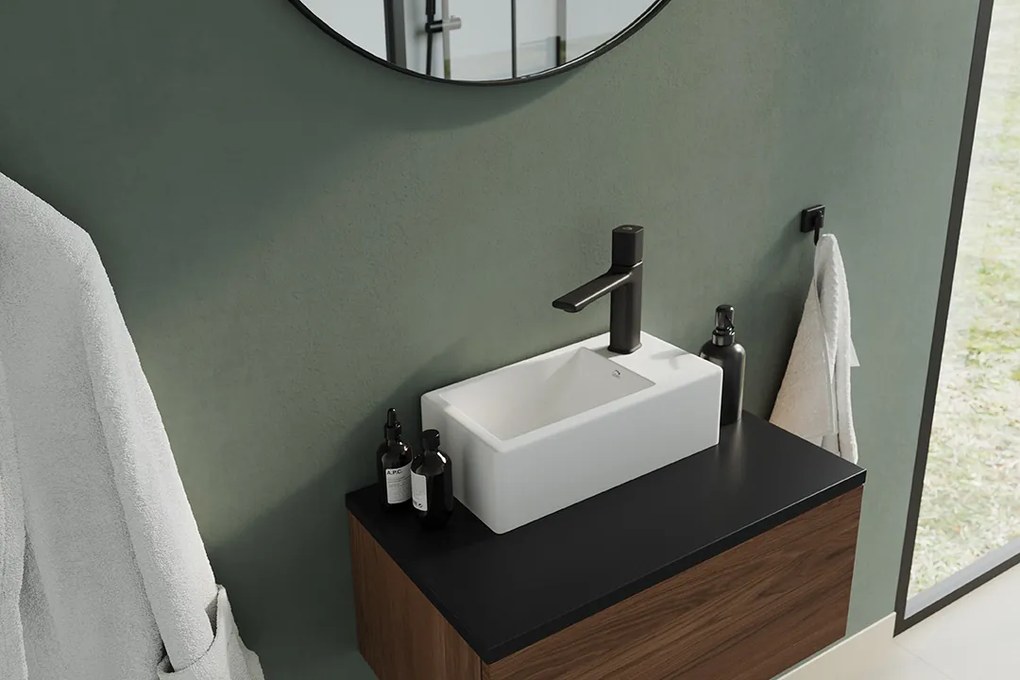 Laveo Kvadrato, keramické umývadlo 355x210x130 mm, biela lesklá, LAV-VUK_6135