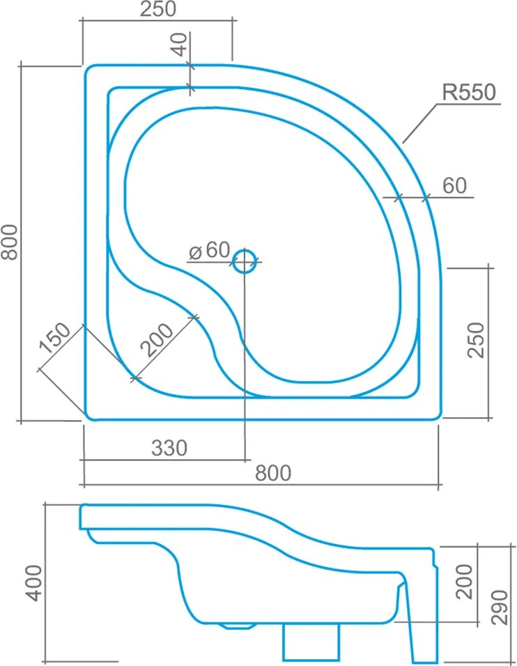 Roltechnik Polohlboká samonosná sprchová vanička SEMIDEEP NEO 80 cm 80 cm