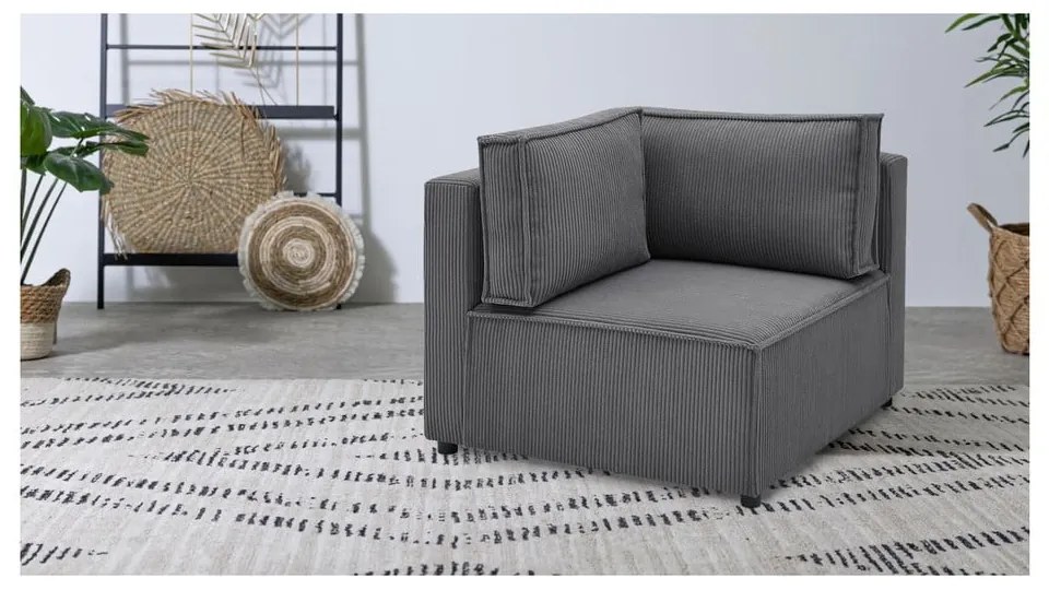 Tmavosivý menčestrový modul pohovky (variabilný) Nihad modular – Bobochic Paris