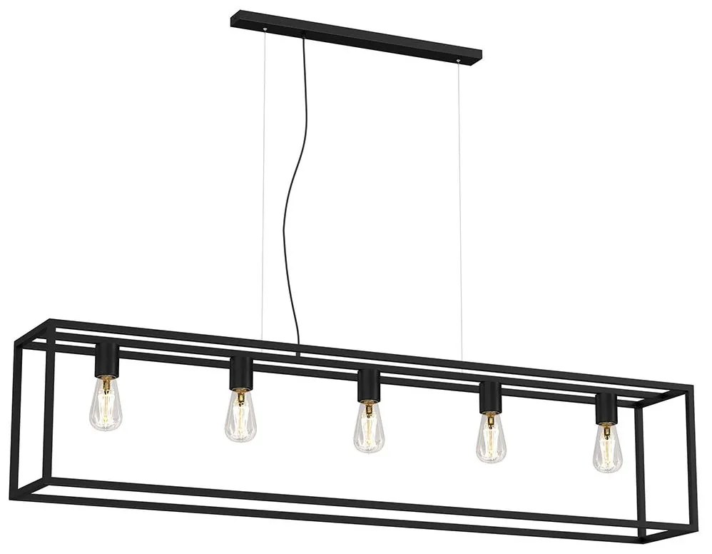 Luster na lanku FRAME 5xE27/60W/230V čierna