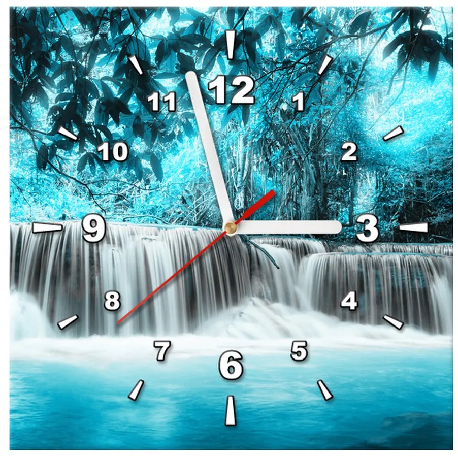Gario Obraz s hodinami Vodopád v modrej džungli Rozmery: 60 x 40 cm