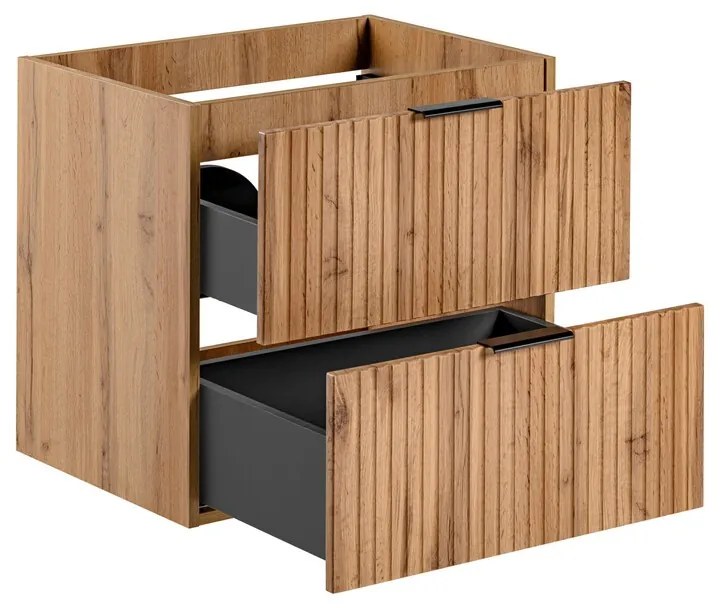 Závěsná skříňka Casad s deskou a umyvadly 120 cm dub wotan
