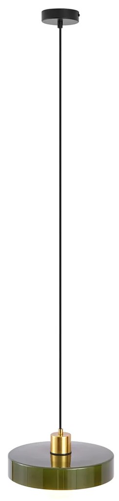 Retro závesná lampa zlatá so zeleným sklom - Jina