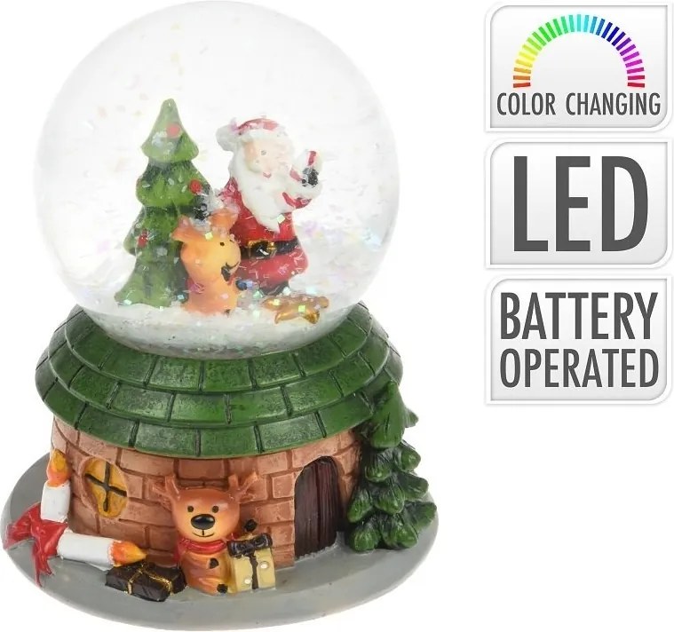 LED vianočná snehová guľa Santa a sob 6,5 cm