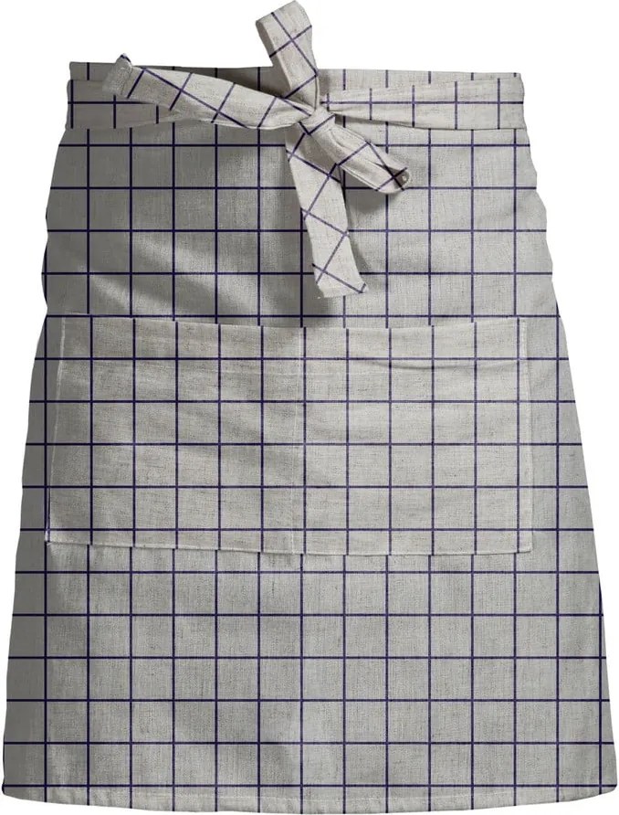 Sivá kockovaná zástera s prímesou ľanu Linen Couture Delantal Simple Squares