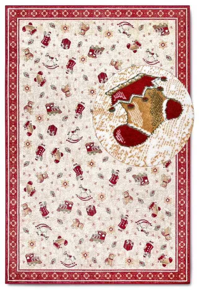 Červený koberec s vianočným motívom s prímesou bavlny 160x230 cm Toy's Delight Red Christmas – Villeroy&amp;Boch