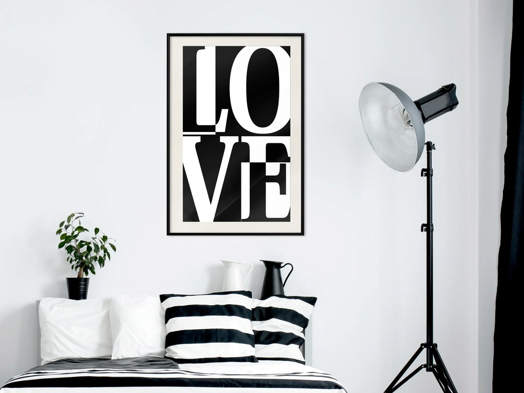 Artgeist Plagát - Black and White Love [Poster] Veľkosť: 30x45, Verzia: Zlatý rám s passe-partout