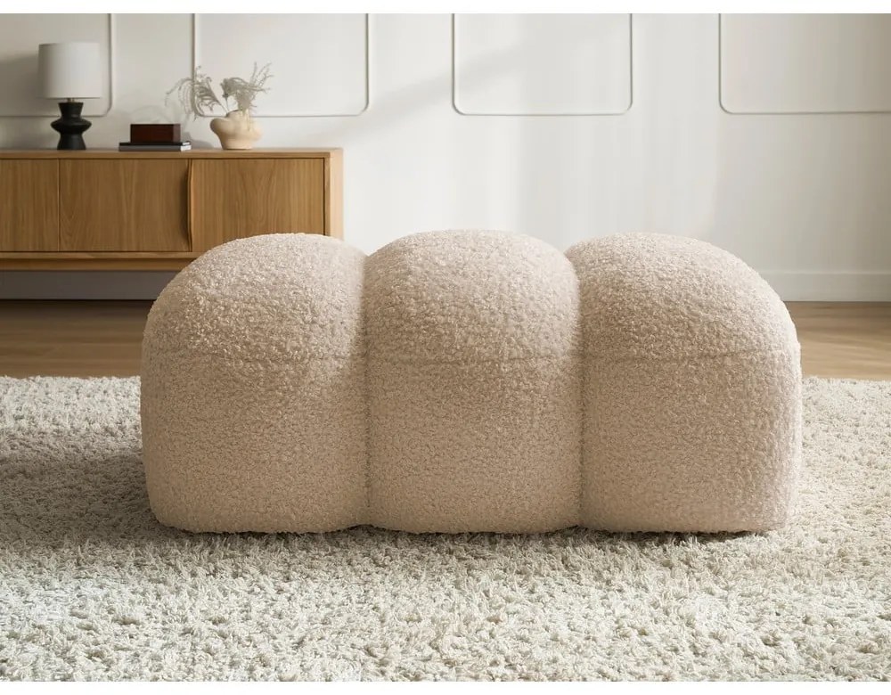 Béžová podnožka z textílie buklé Hippolyte – Bobochic Paris