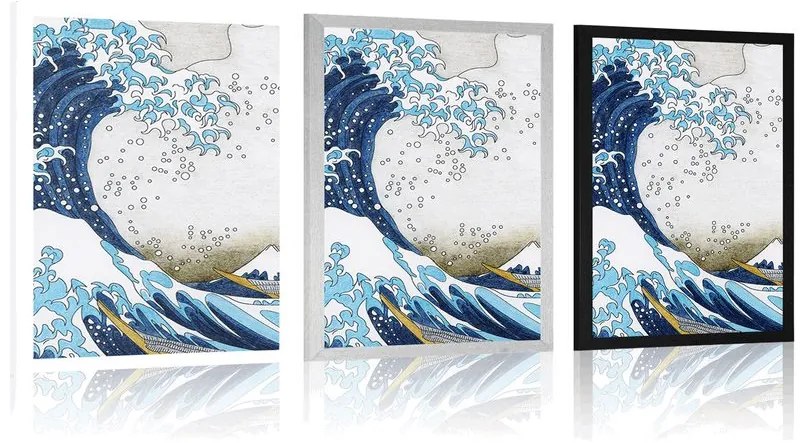 Plagát reprodukcia Veľká vlna z Kanagawa - Kacušika Hokusai - 60x90 silver
