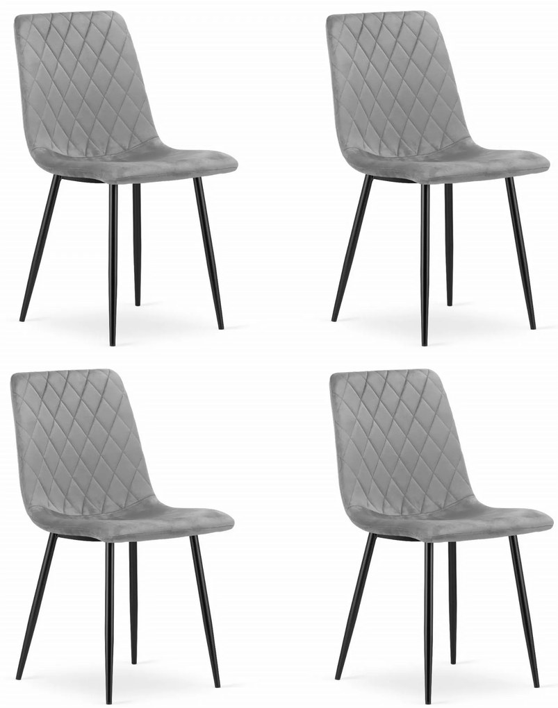 Set 4 kresiel TURIN - svetlosivý zamat