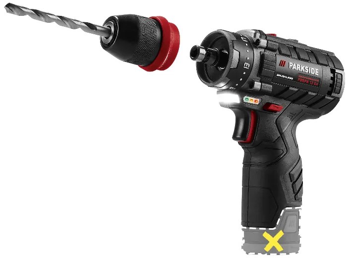 Parkside Performance® Aku vŕtací skrutkovač Pbspa 12 E4 + Akumulátor 12 V/2,5 Ah Papk 12 2.5 B1 + Nabíjačka 6 A Plgk 12 6.0 B1 (800011905)