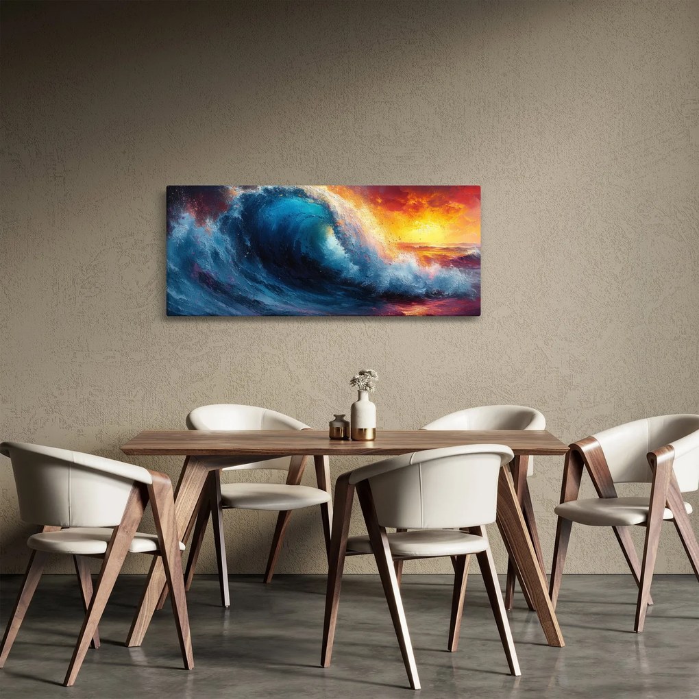 Obraz - Vlna v západu slnka (120x50 cm)