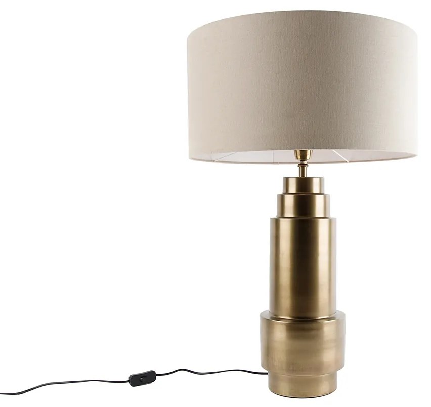 Stolná lampa bronzová s tienidlom z látky svetlohnedá 50 cm - Bruut