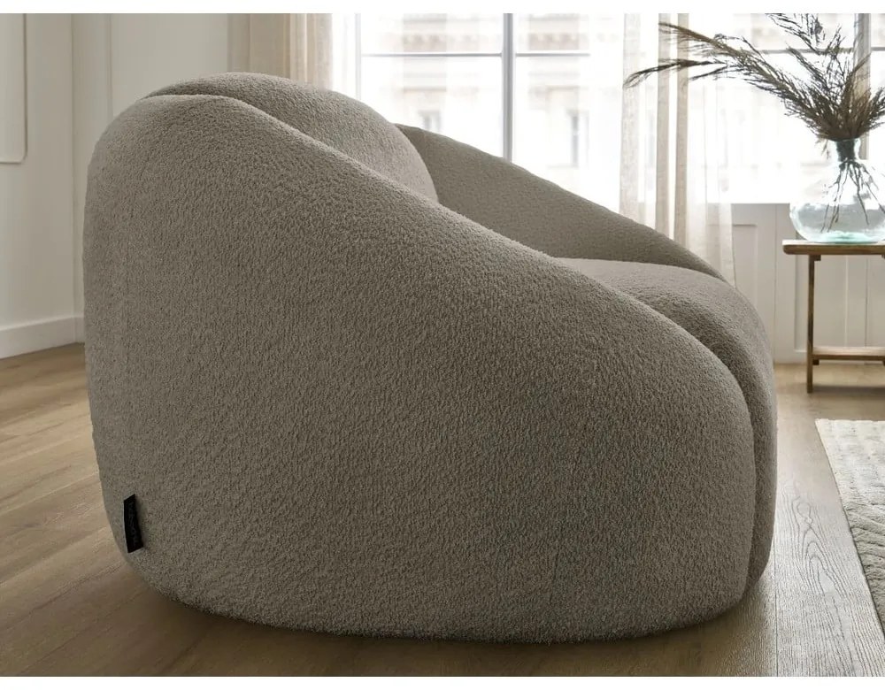 Sivohnedé kreslo z textílie bouclé Tina – Bobochic Paris