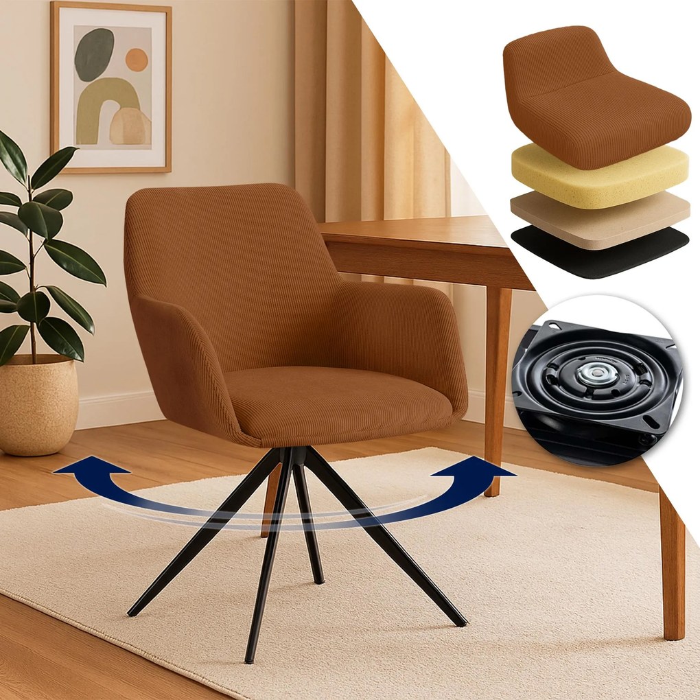 Jedálenská stolička Olema látka cord - oranžová