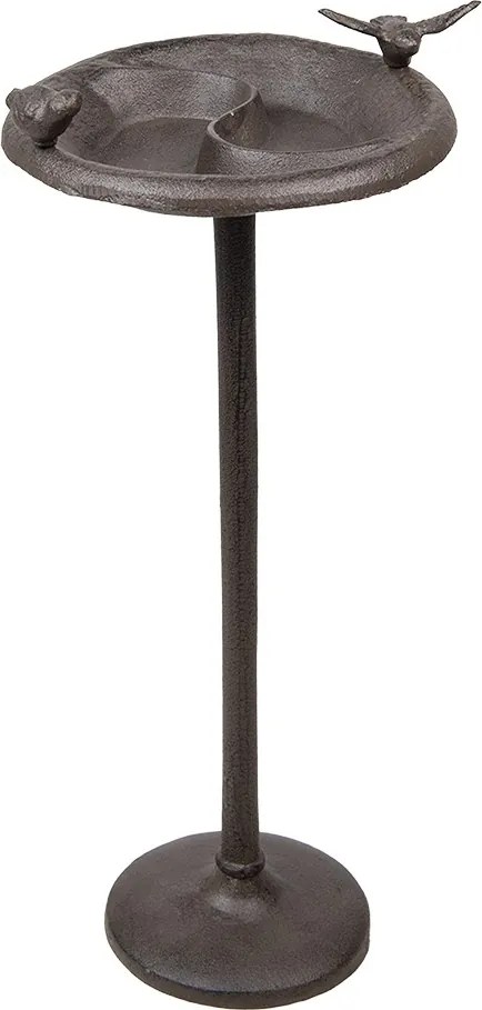 Hnedé liatinové náustok/krmítko pre vtáčiky na vysokej nohe - 23*25*52 cm