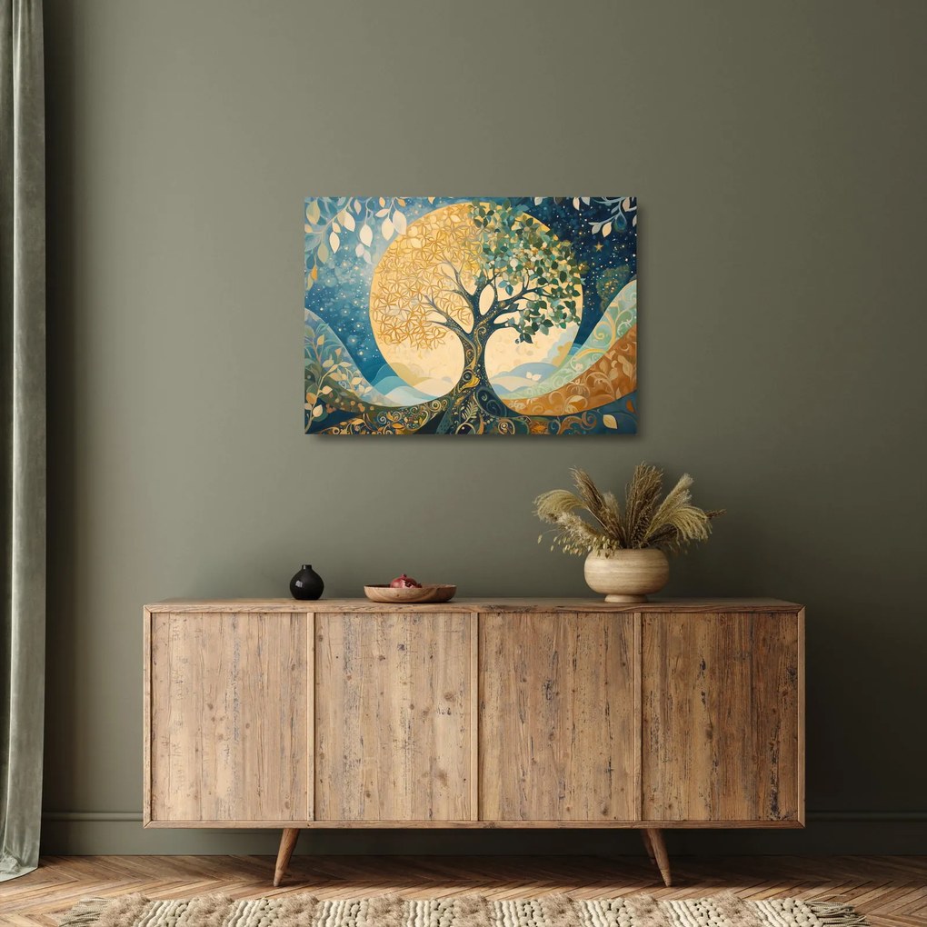 Sklenený obraz – Strom života v mesiaci (70x50 cm)