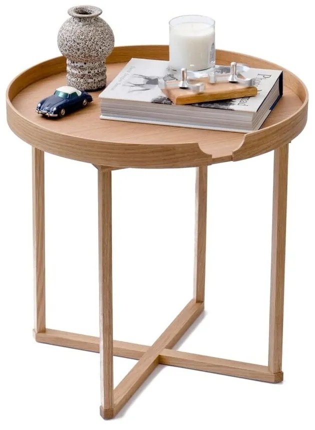 Odkladací stolík z dubového dreva s odnímateľnou doskou Wireworks Damieh, 45 × 45 cm