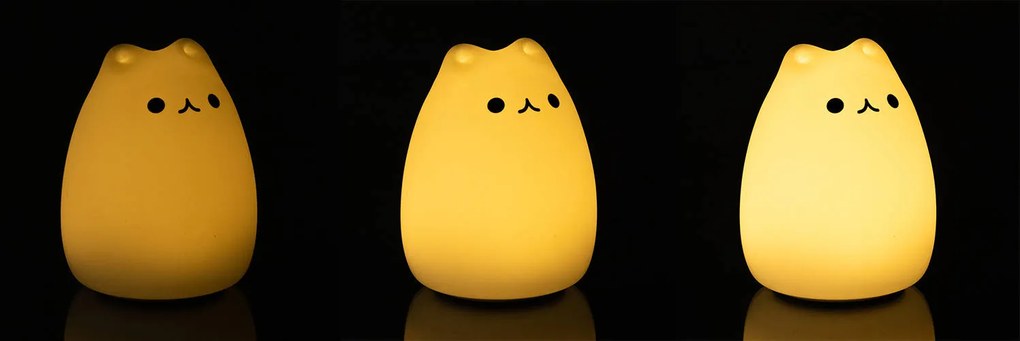 ISO Trade Nočné LED svetlo Mačiatko – 16 farieb, 9 jasov, silikónové, USB dobíjateľné, diaľkové