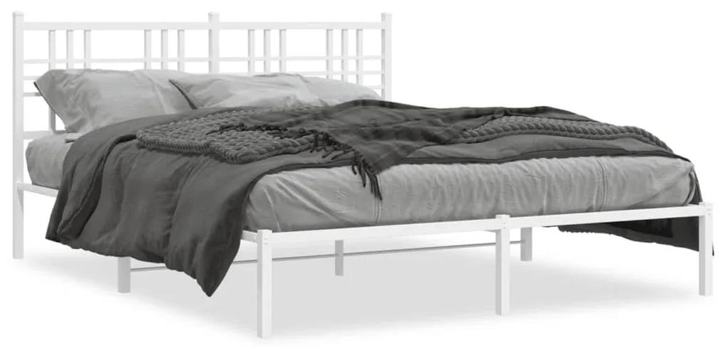Kovový rám postele s čelom biely 160x200 cm 376376
