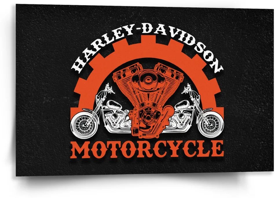 Sablio Obraz Harley-Davidson motor Čierne pozadie - 120x80 cm