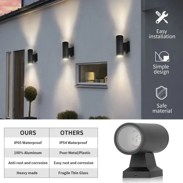 Aigostar - Vonkajšie nástenné svietidlo 2xGU10/35W/230V čierne IP65 guľaté