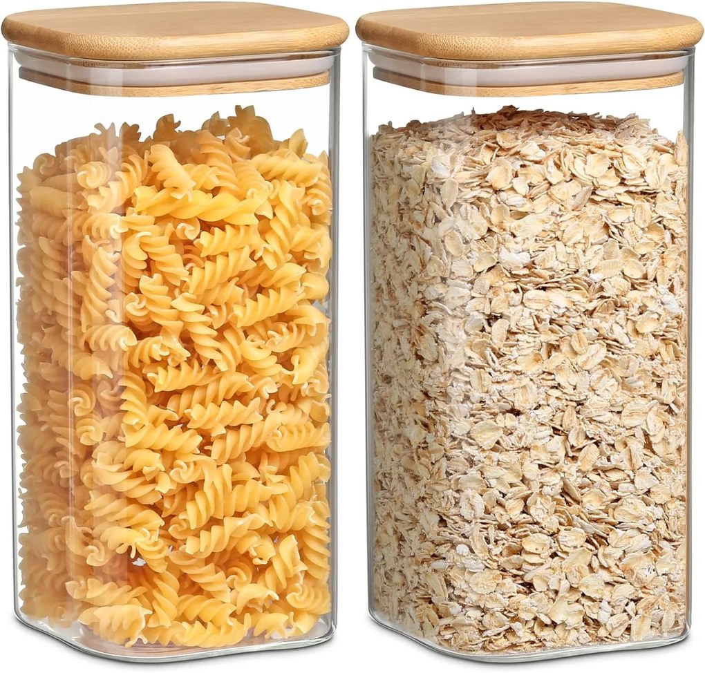 Orion Sklenená dóza hranatá s bambusovým vekom, 1,7 l BORO