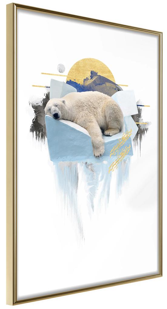 Artgeist Plagát - Polar Bear [Poster] Veľkosť: 20x30, Verzia: Zlatý rám s passe-partout