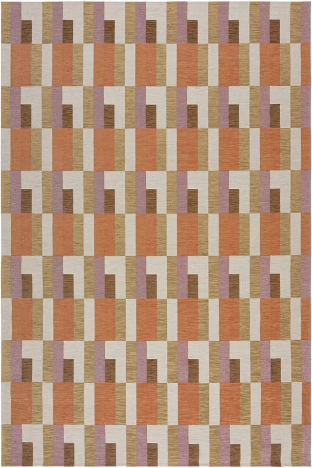 Koberec v oranžovo-prírodnej farbe 120x170 cm Riley Block Geo - Flair Rugs