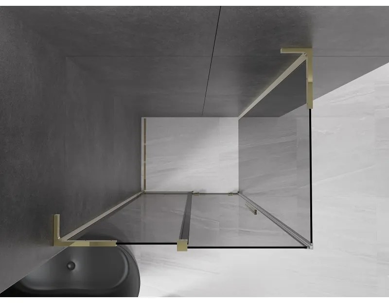 Mexen Velar L, sprchový kút s posuvnými dverami 100 x 90 cm, 8mm šedé sklo, zlatá lesklá, 871-100-090-43-50