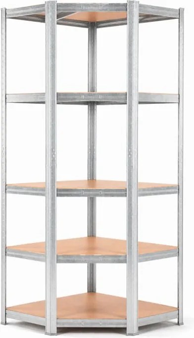 Akcia 6x Regál 180x90x40 cm rohový pozinkovaný 5-polícový, nosnosť 875 kg - 6ks