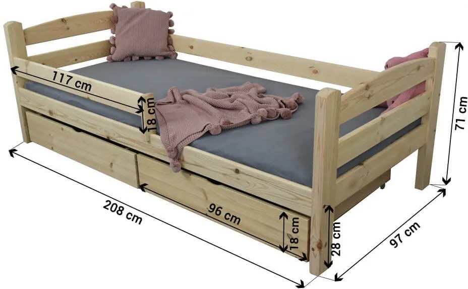 FA Detská posteľ Oľga 5 (200x90 cm) s úložnými priestormi - viac farieb Farba: Orech