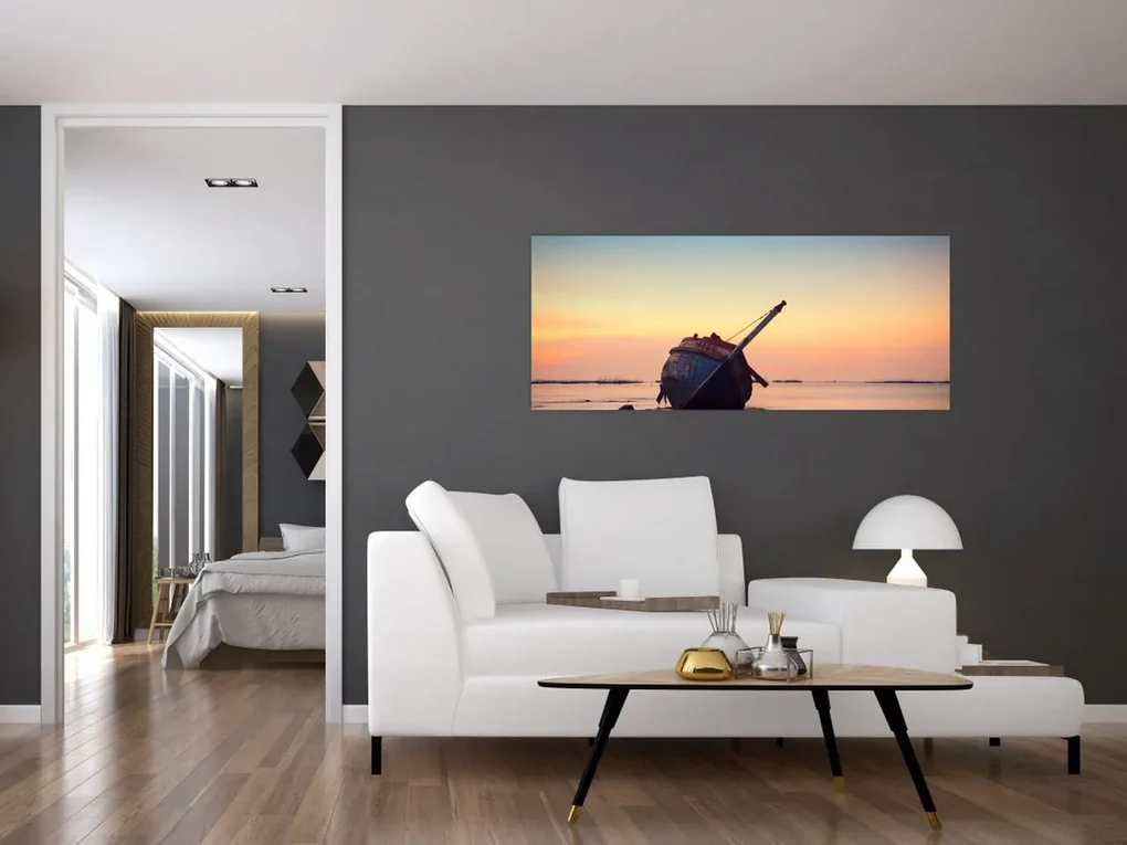 Obraz - Stroskotaná loď (120x50 cm)