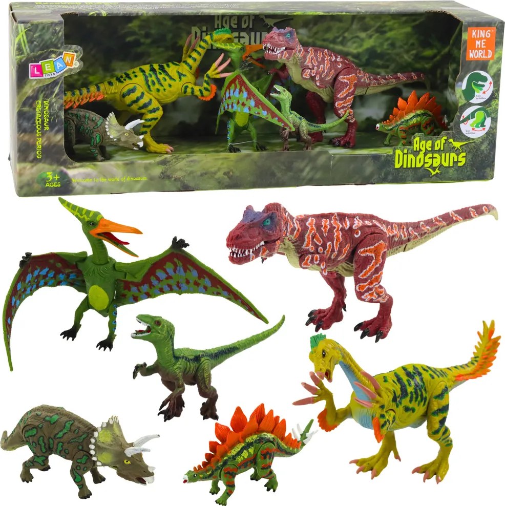 LEAN Toys Sada figúrok Dinosaury Pohyblivé nohy Čumáky 6ks