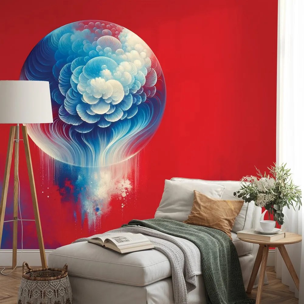 Tapeta abstraktná modro-červená medúza