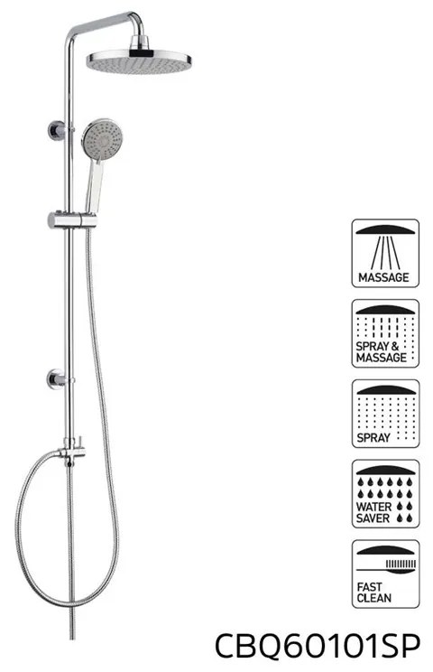 Mereo Mereo, Sprchový set Sonáta s tyčou, hadicou, ručnou a hlav. guľatou sprchou, MER-CB60101SPA