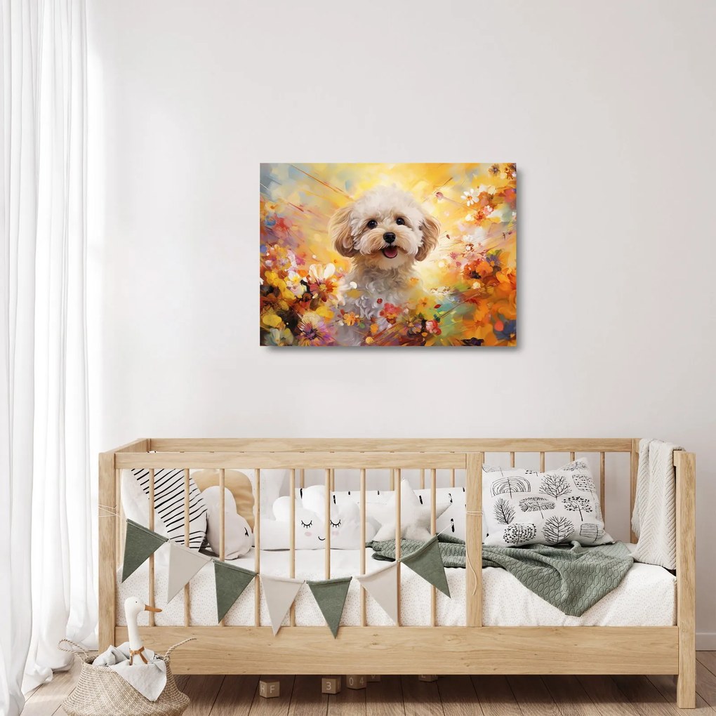 Sklenený obraz - Šťastný pes (70x50 cm)