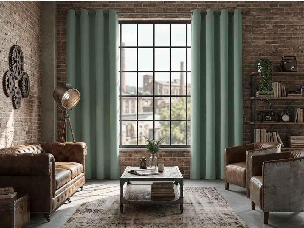 Sivozelený záves OXFORD 140x250 cm Zavesenie: Riasiaca páska