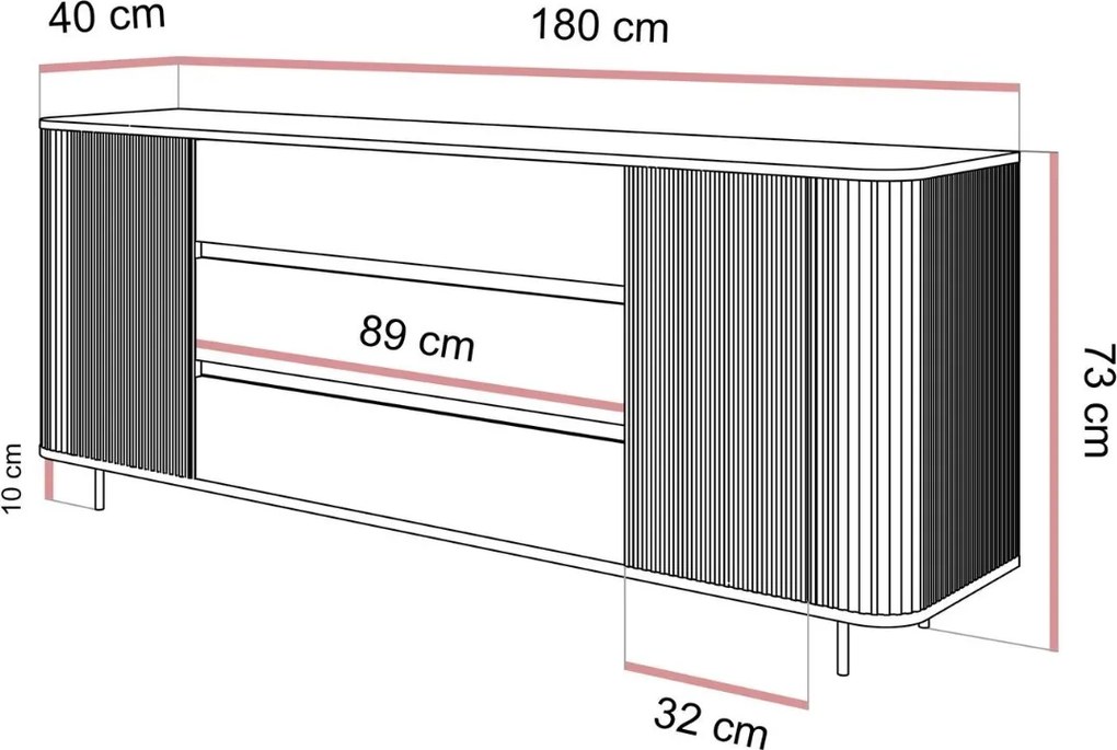 KOMODA PORTOFINO GOLD BÉŽOVÁ 180 cm